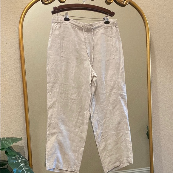 Coldwater Creek Cream Straight-Leg Pants 100% Linen Size 16 - Picture 1 of 7